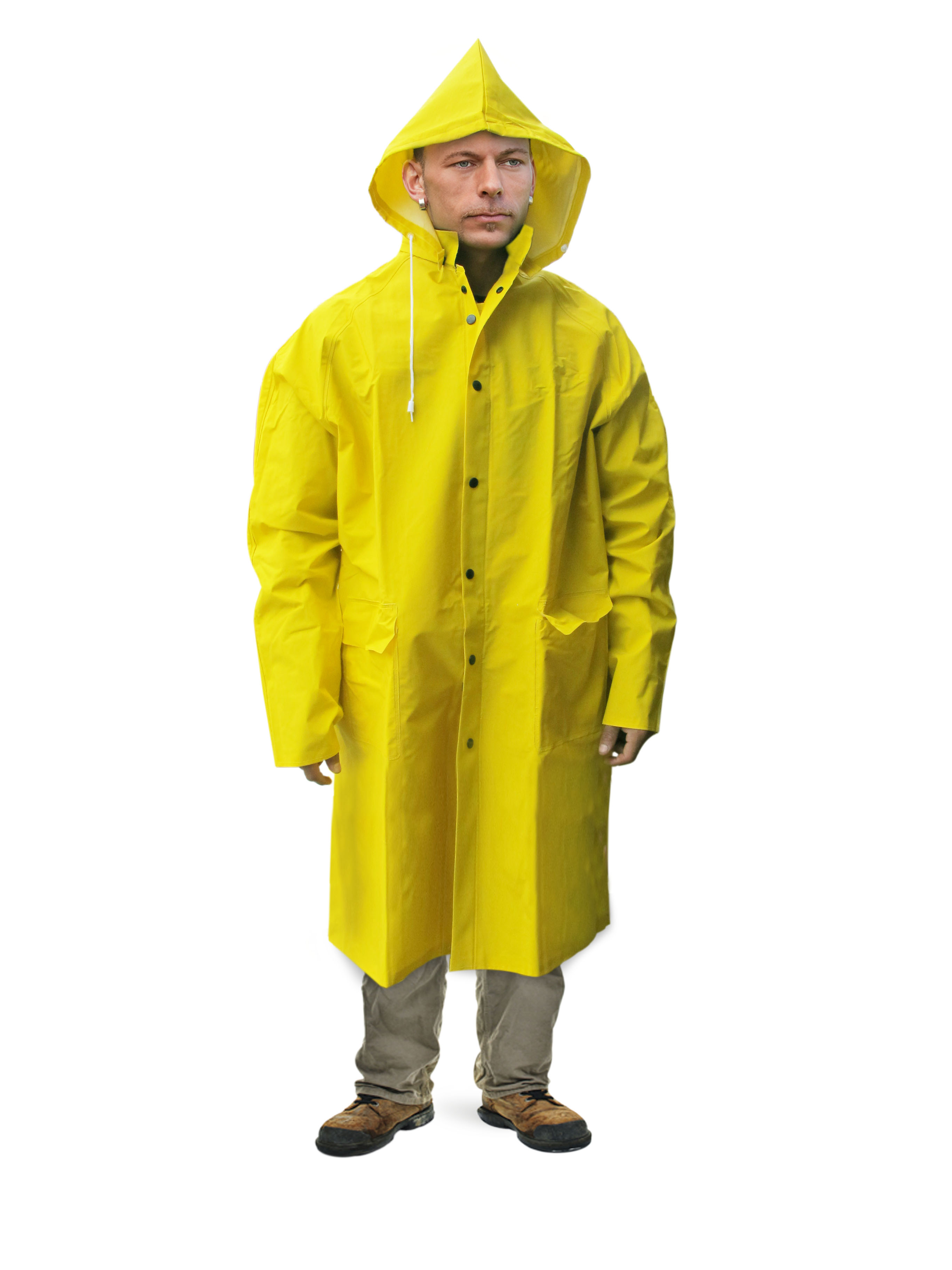 Condor 6AP02 S Yellow PVC Rain Coat with Detachable Hood